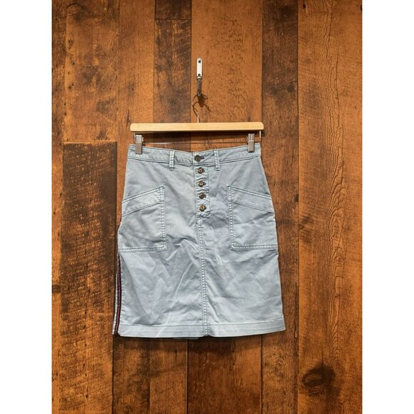 Anthropologie Pilcro and the Letterpress Button Chino Pencil Skirt Size 4 EUC - Picture 2 of 7